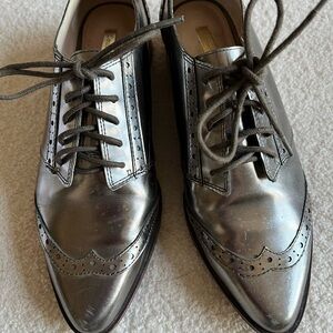 Louise et Cie Silver Oxford Shoes with Broguing
